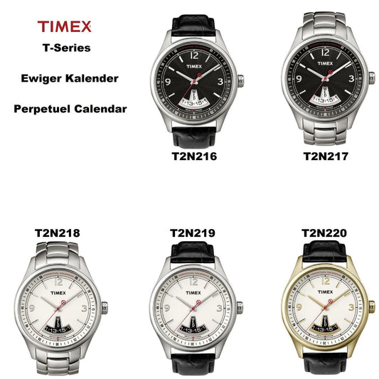 Timex Ersatzarmband T2N216 & T2N219 T-Series Ewiger Kalender hochwertiges Leder