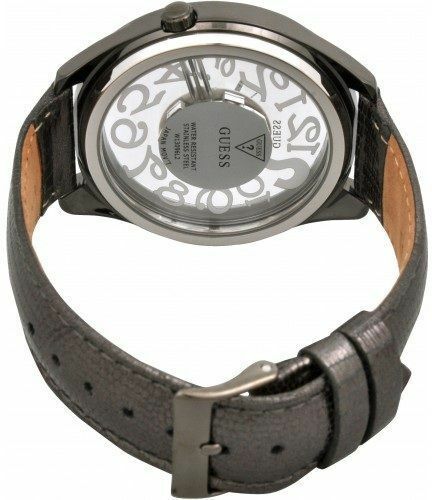 GUESS W13096L2 CLEARLY QUIZ  Damenuhr Lederband grau