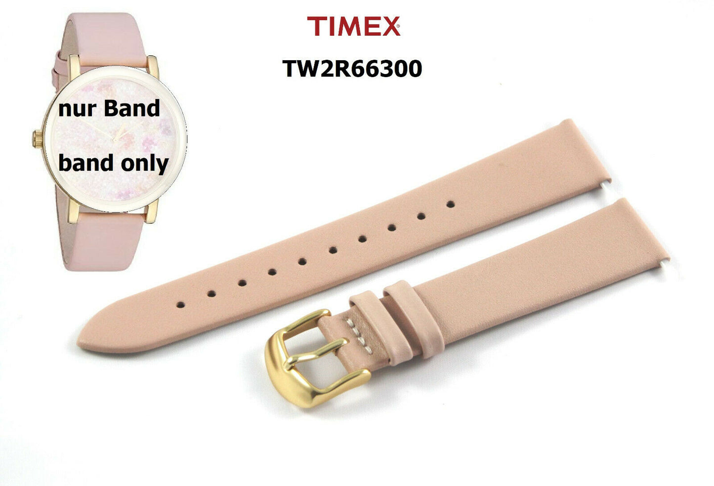 Timex Ersatzarmband TW2R66300 Crystal Bloom - 18mm - Leder - universal - rosa