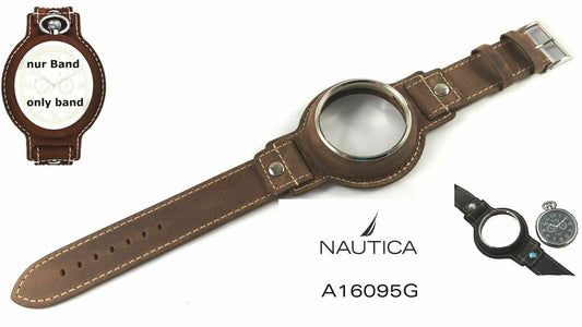 Nautica Ersatzband A16095G - Uhrenarmband Leder braun - 16095 16096 Band