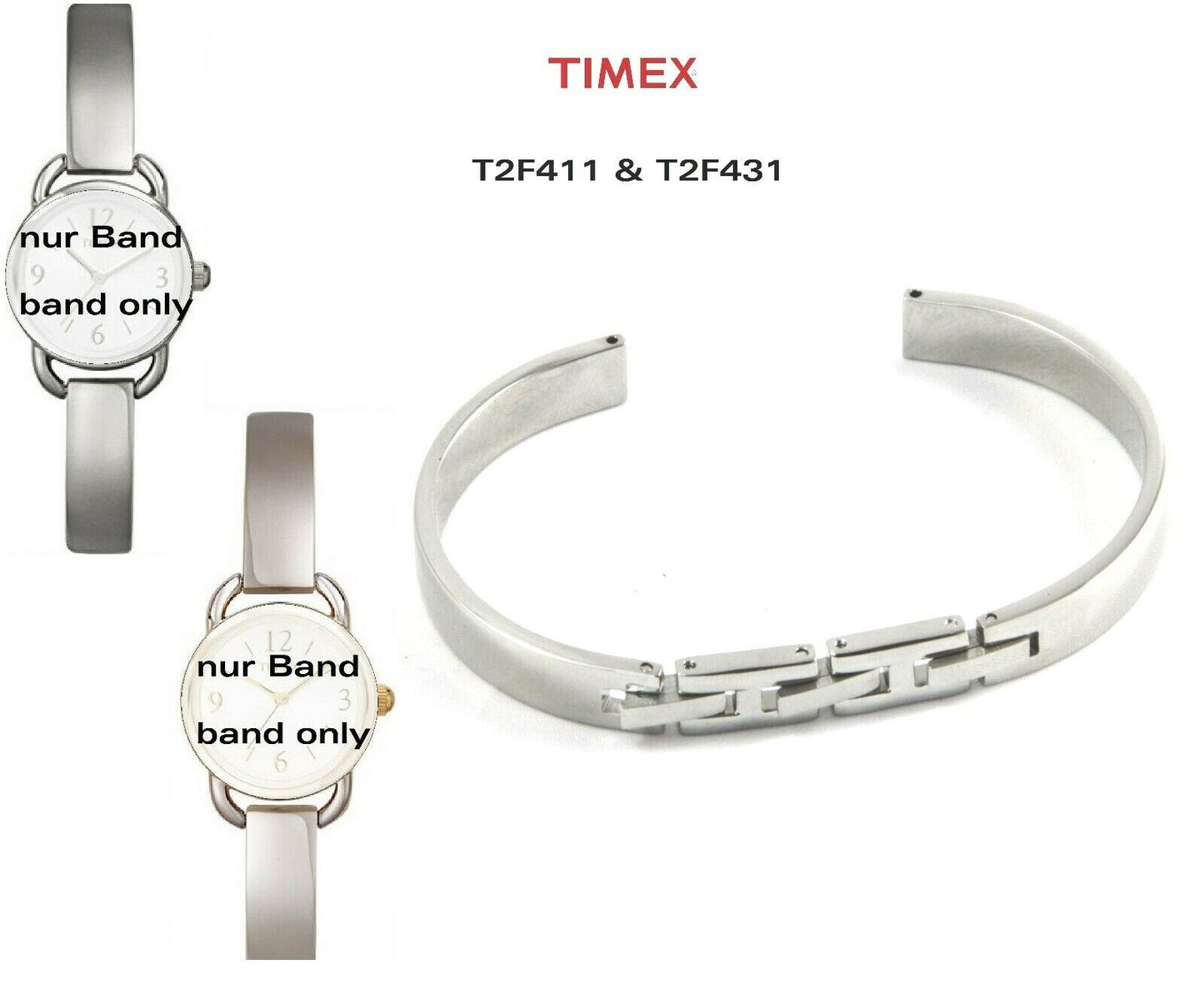 Timex Ersatzarmband T2F431 Damenuhren Edelstahl Spange Ersatzband - passt T2F411