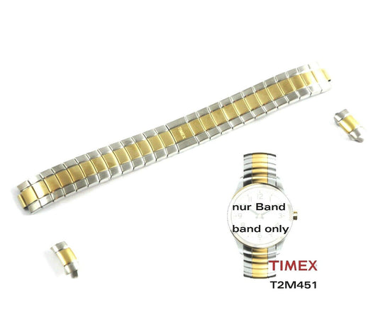 Timex Ersatzarmband für T2M451 T-Series Damenuhr - Flexband silber/gold - T2M452