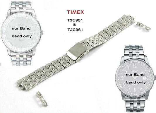 Timex Ersatzarmband T2C961 Ersatzband Edelstahl 20mm passt T2C391 T2C951 T2C971