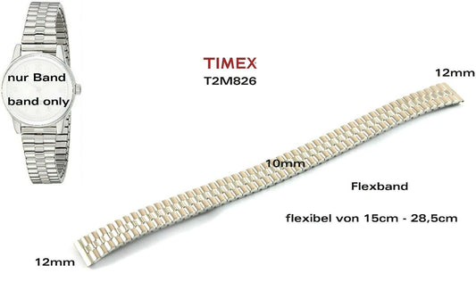 Timex Ersatzarmband für T2M826 Classic Dressy Damen - Flexband - T2M828 - T2M827