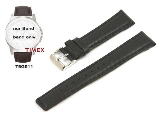 Timex Ersatzarmband T2G911 - Leder schwarz 20mm - Ersatzband Uhrband universal