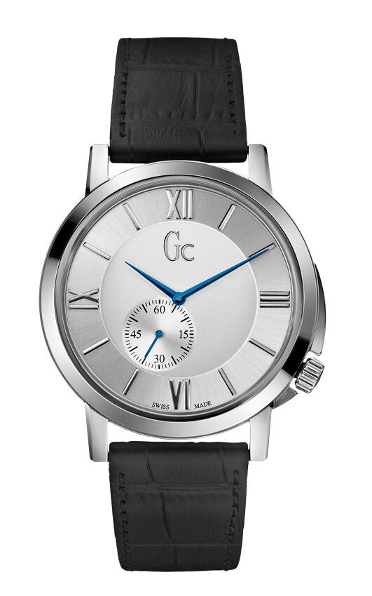 GUESS Gc Slimclass X59005G1S Herrenuhr - dünnes Edelstahlgehäuse,  Lederarmband