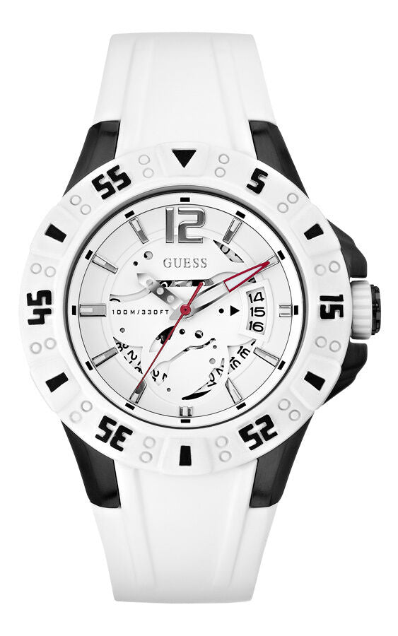 GUESS W0034G5 Herrenuhr Magnum - geschmeidiges Silikonband weiß