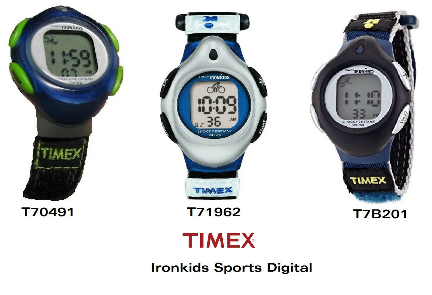 Timex Ersatzband T71962 Ironkids Kinderuhr - Klettband stufenlos stellbar - 16mm