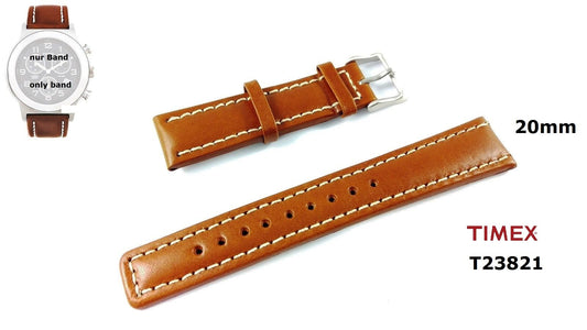 Timex Ersatzarmband für T23821 - Leder - 20mm - Ersatzband T23831 T23841 T23851