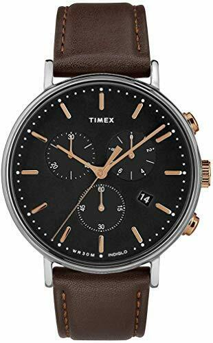 TIMEX Fairfield TW2T11500 Chronograph Herren - Leder braun - silber rosegold