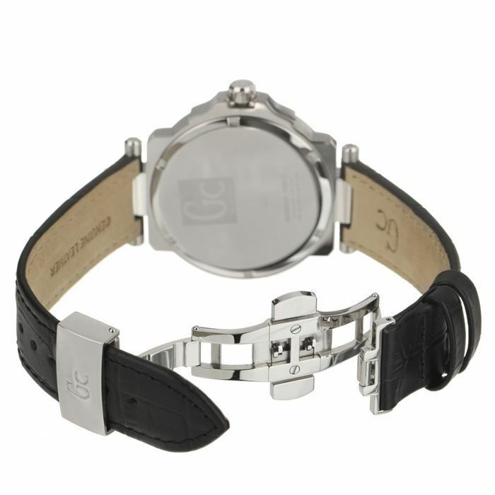 GUESS GC-1 Sweep X65009G2S Herrenuhr - Edelstahlgehäuse, schwarzes Lederarmband