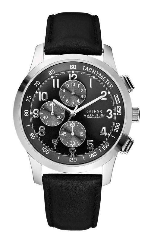 GUESS W13530G1 COASTAL Herrenuhr Lederband schwarz