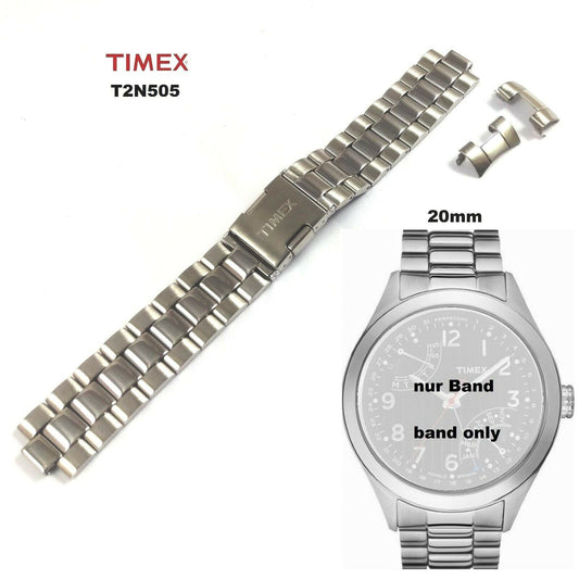 TIMEX Ersatzarmband T2N505 IQ T Series Ewiger Kalender - 20mm Edelstahl Uhr Band