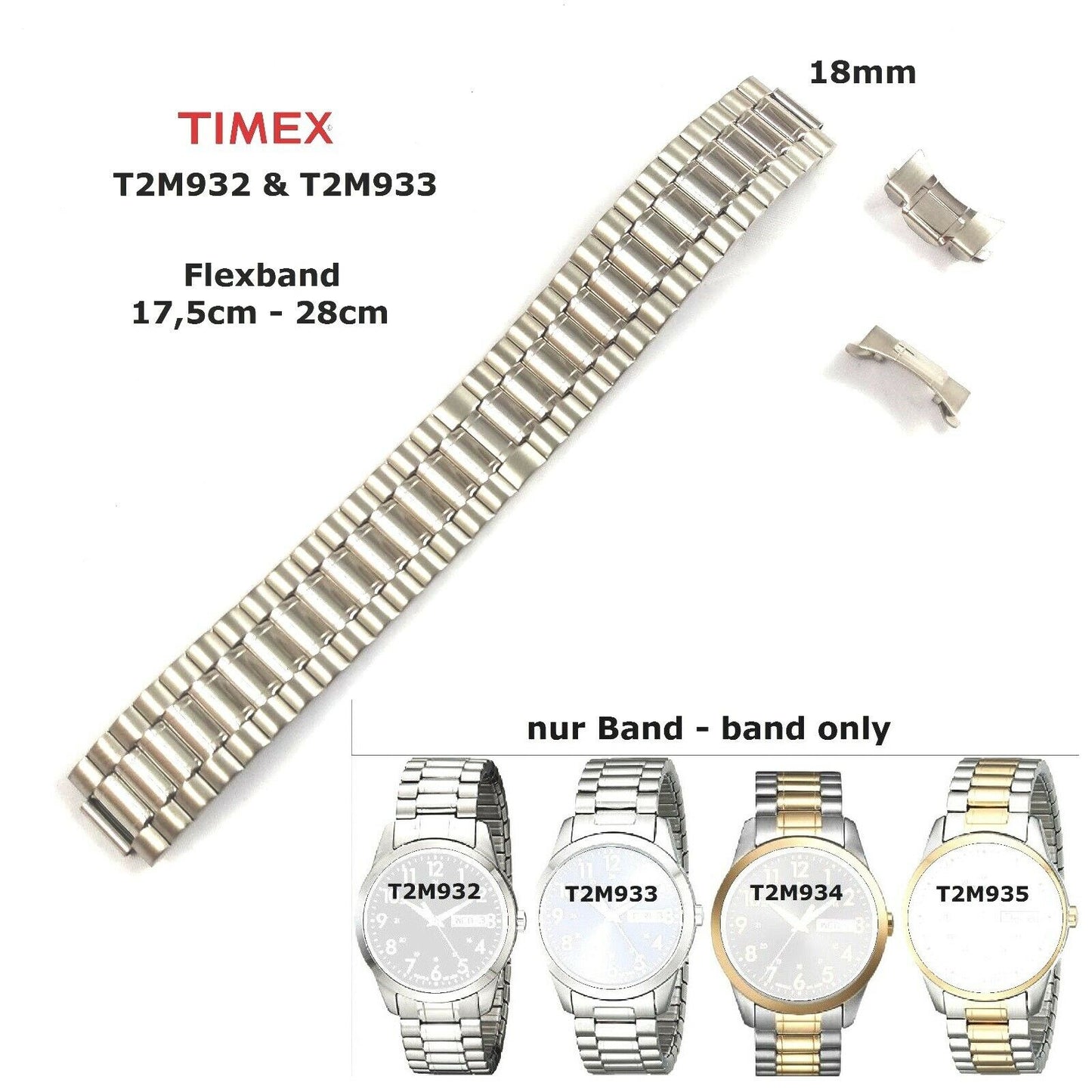 Timex Ersatzarmband T2M932 & T2M933 Elevated Classics Dress - fits T2M934 T2M935