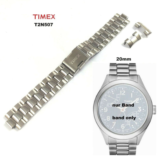 TIMEX Ersatzarmband T2N507 IQ T Series Ewiger Kalender - 20mm Edelstahl Uhr Band